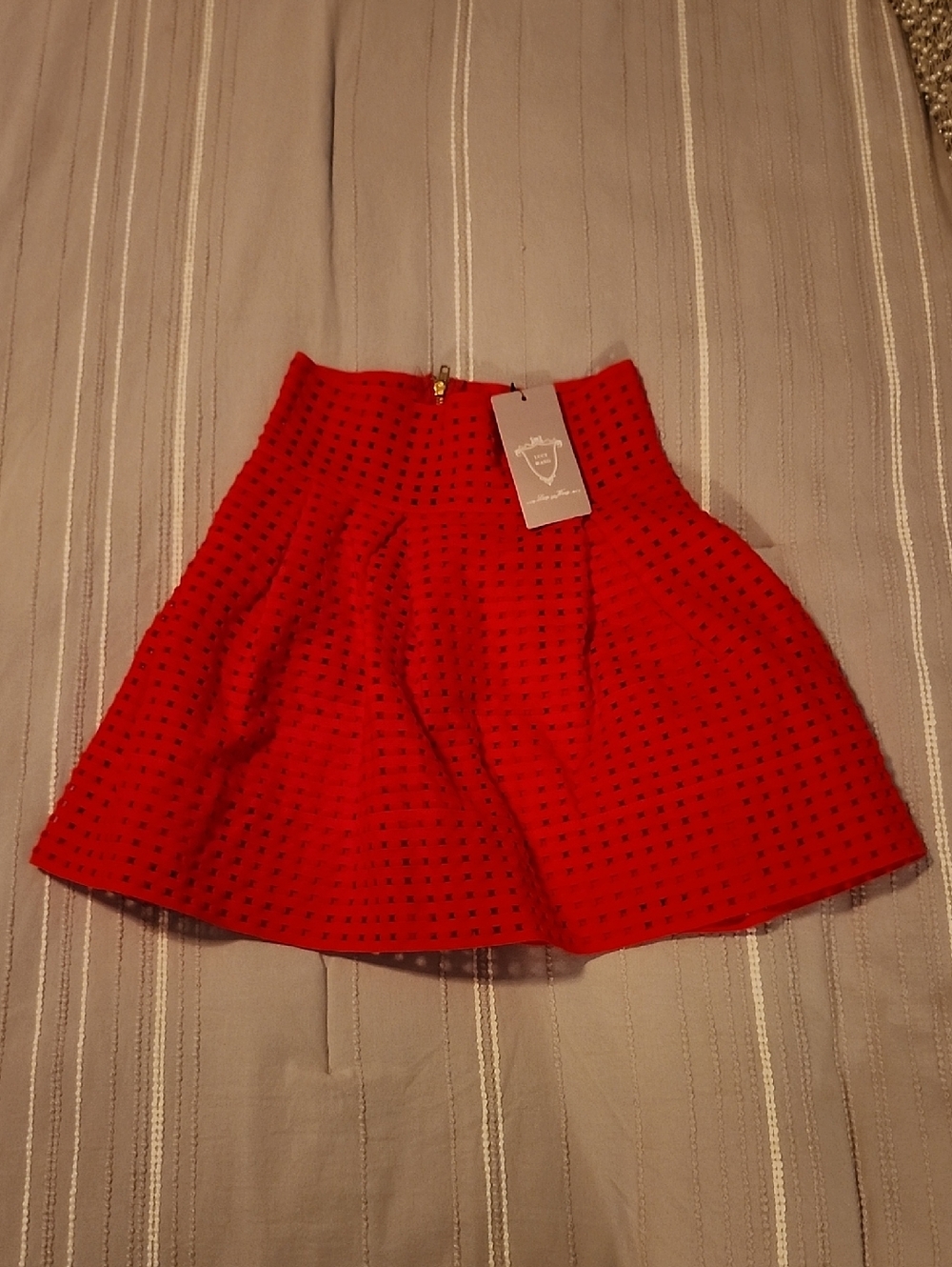Women’s Red Textured Flare Skirt